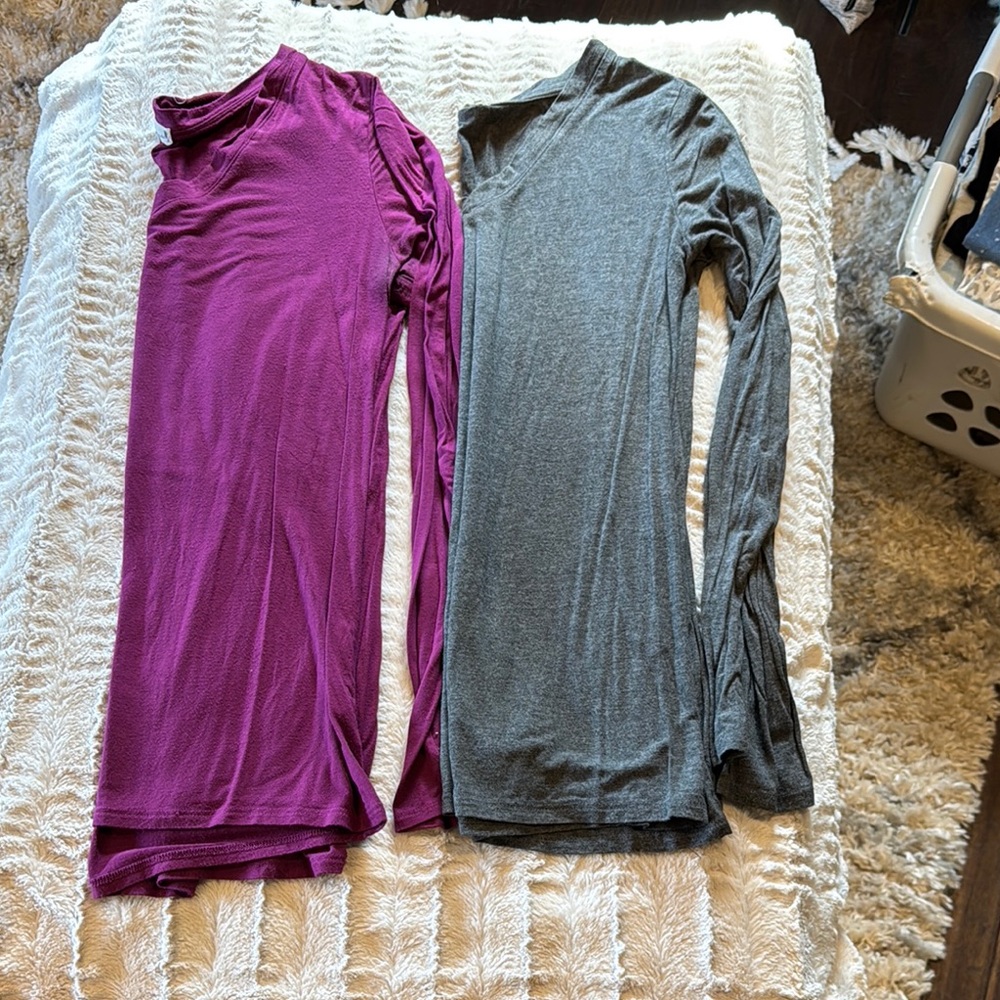 Purple and Gray Long Sleeve Tops